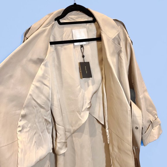 NWT Massimo Dutti Nappa Leather Trench Coat - Picture 4 of 11